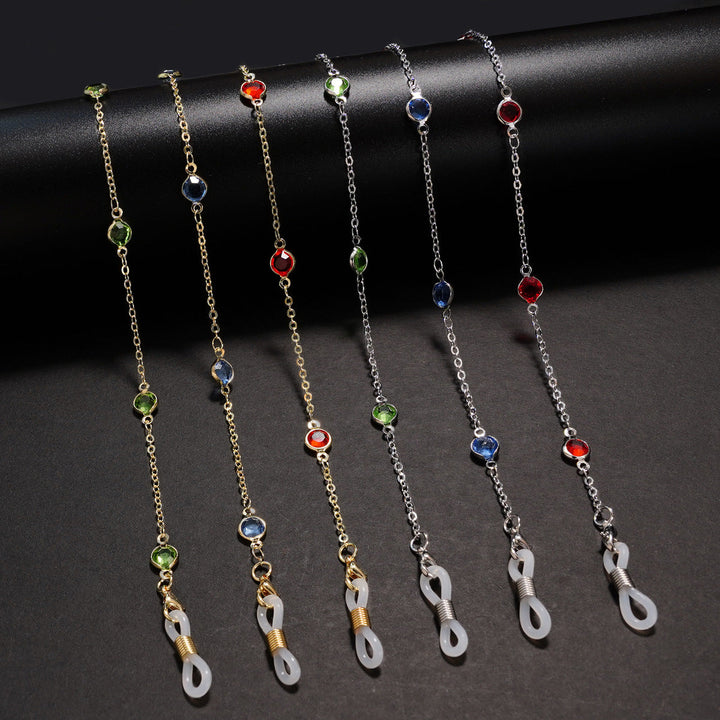 Elegant Crystal-Embellished Eyewear Chain kalsten