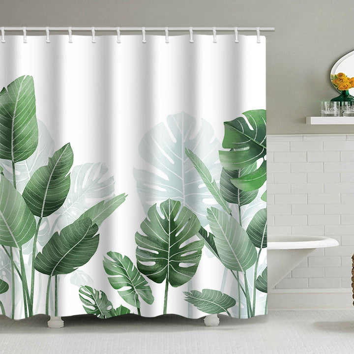Tropical Leaf Print Shower Curtain Kalsten