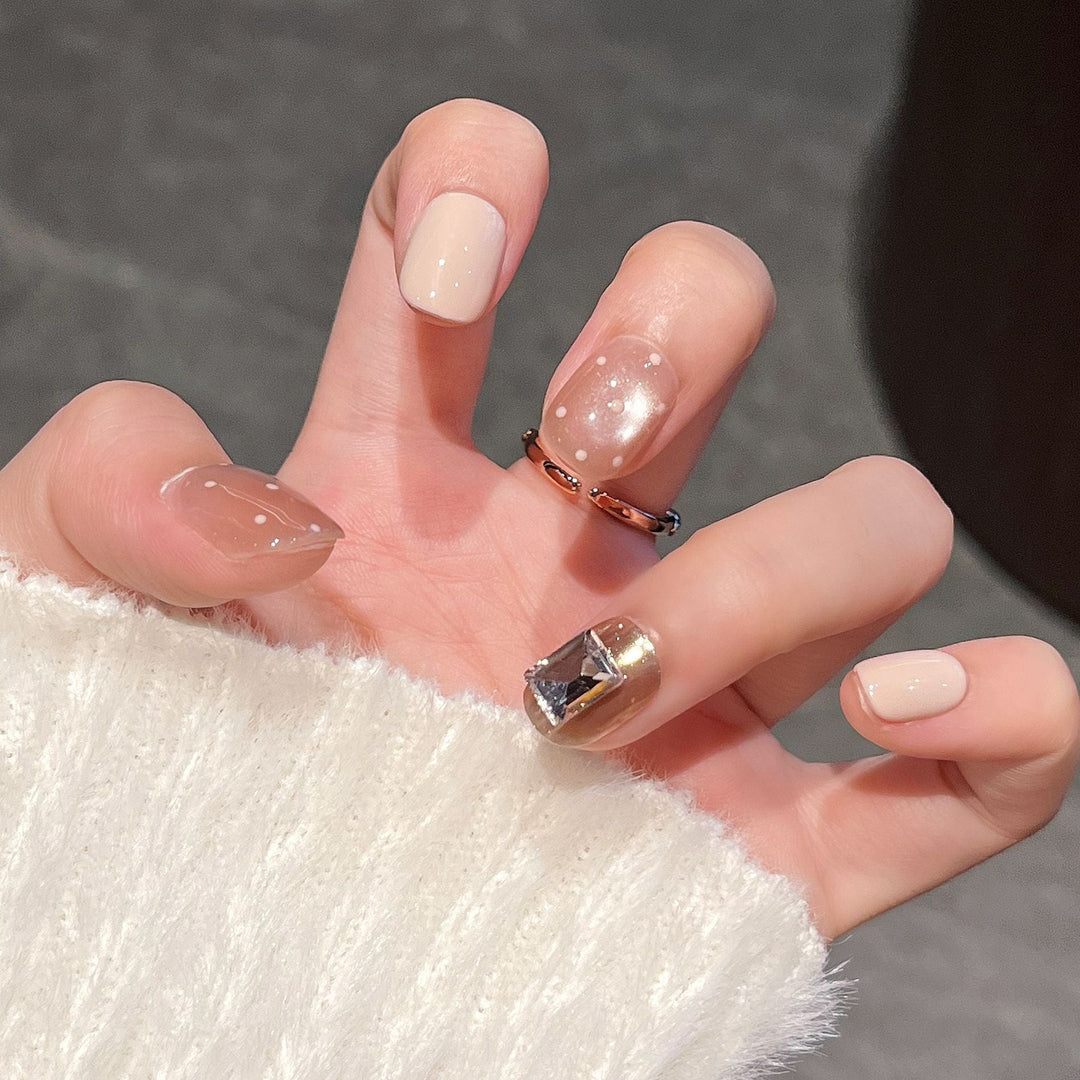 Artistic Gem-Accented Press-On Nail Extensions Kalsten