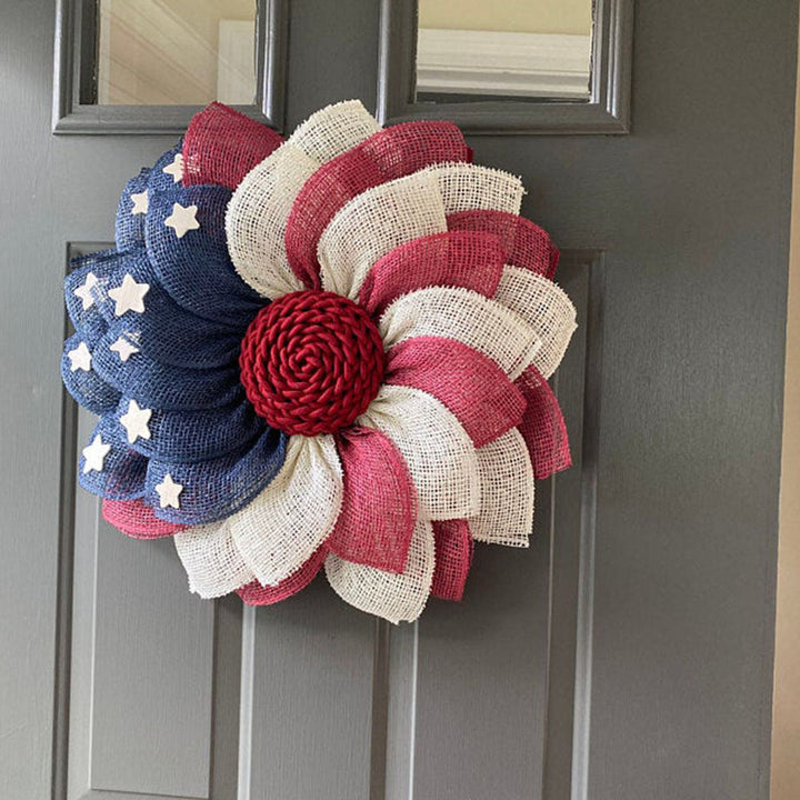 Independence Day patriotic front door wreath with Eagle Statue of Liberty and Liberty Bell accents Kalsten
