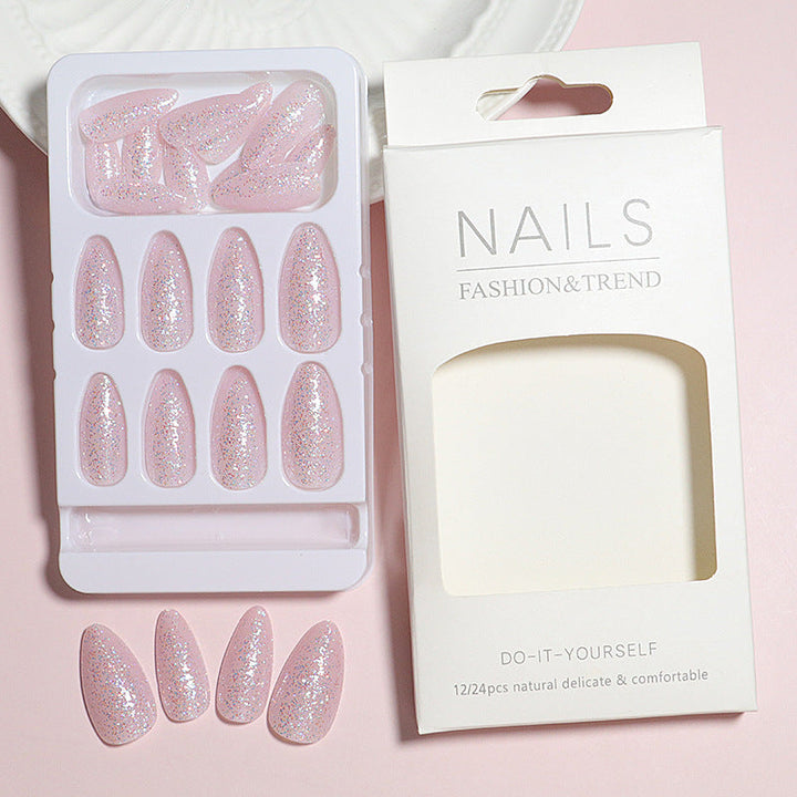 Glittery Almond-Shaped Press-On Nails Set Kalsten