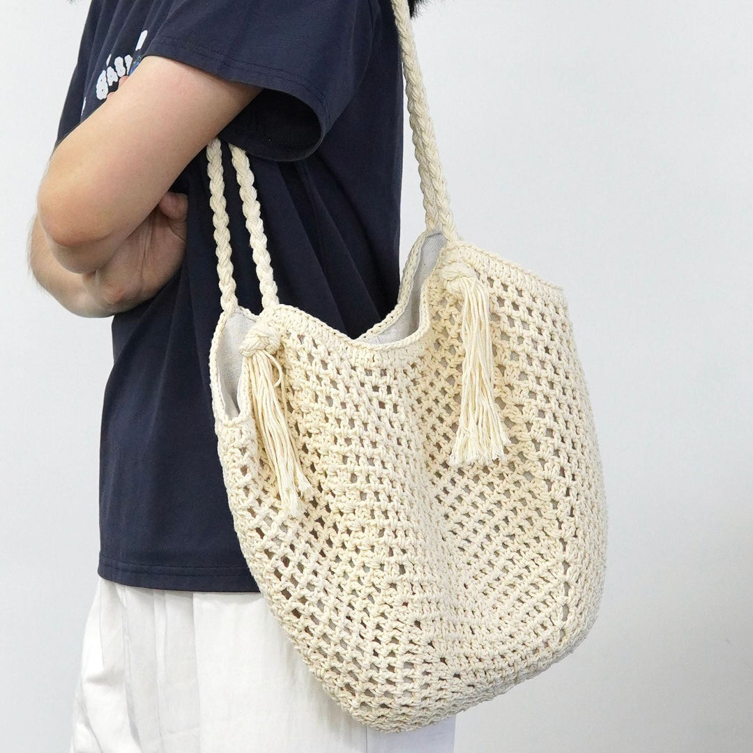 Macrame Beach Bag with Fringe Details Kalsten