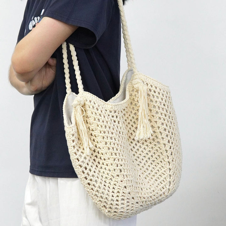 Macrame Beach Bag with Fringe Details Kalsten