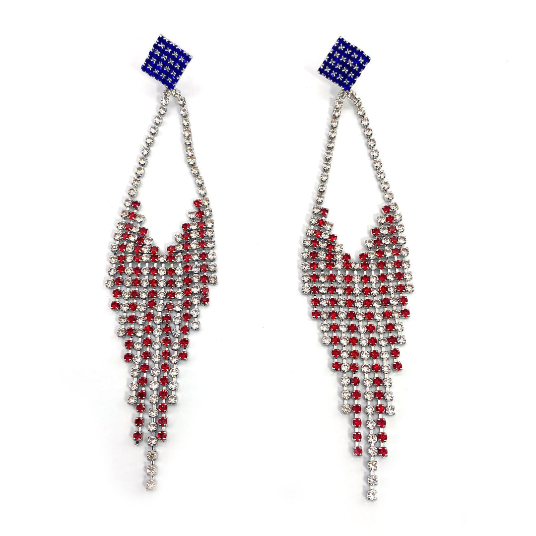 Women nano sparkling statement earrings with long rhinestone tassels Kalsten