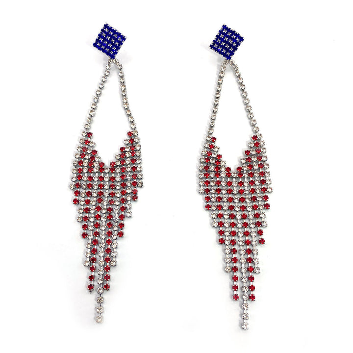 Women nano sparkling statement earrings with long rhinestone tassels Kalsten