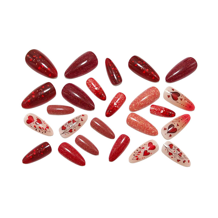Artificial nails with Romantic Heart Design Kalsten