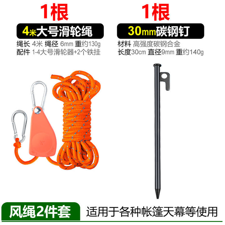 Multifunctional rope set with carabiner and tent stake Kalsten