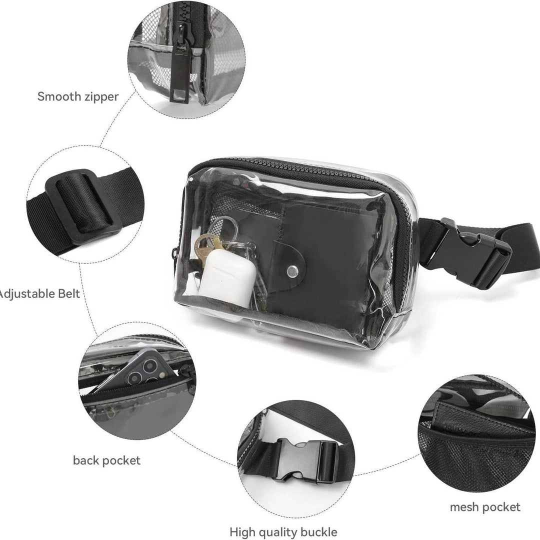 Transparent shoulder bag with mesh side pockets Kalsten