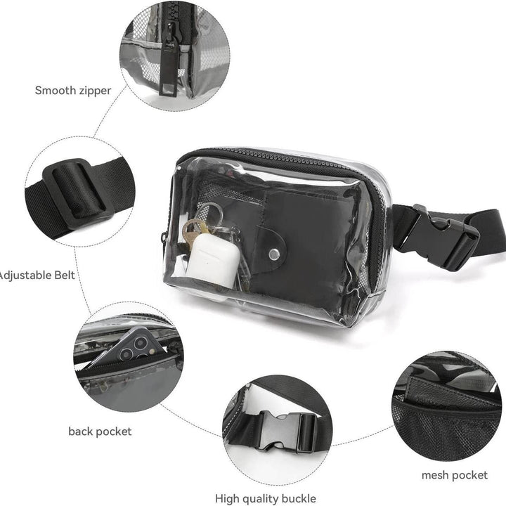 Transparent shoulder bag with mesh side pockets Kalsten