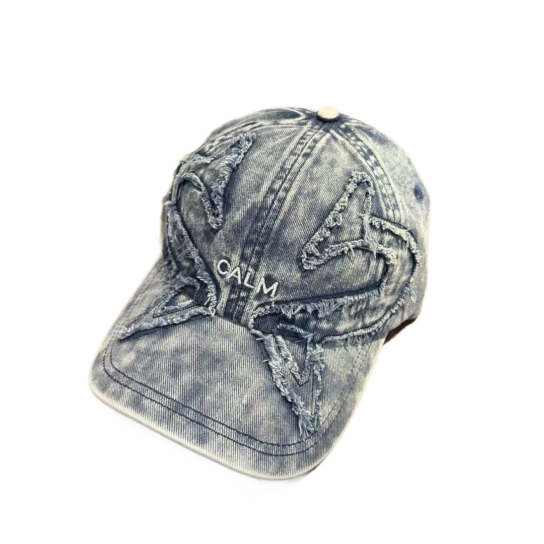Unisex Distressed Denim Embroidered Cap Kalsten