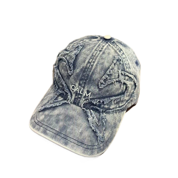 Unisex Distressed Denim Embroidered Cap Kalsten