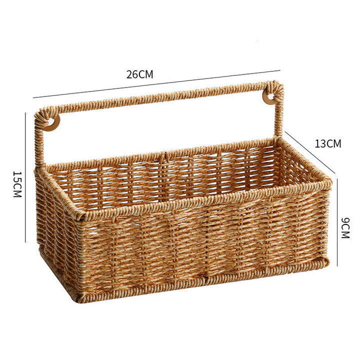 Double-Tier Woven Storage Basket with Handle Kalsten