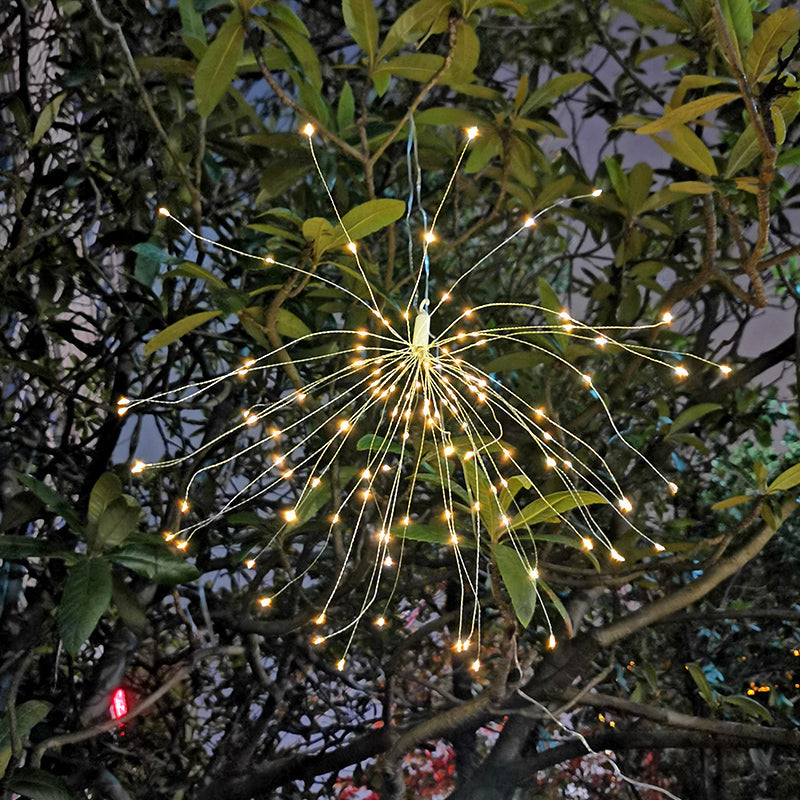 Solar-Powered Starburst Hanging LED Garden Lights With Waterproof Firework-Shaped Clusters And Automatic Dusk-To-Dawn Sensor Kalsten