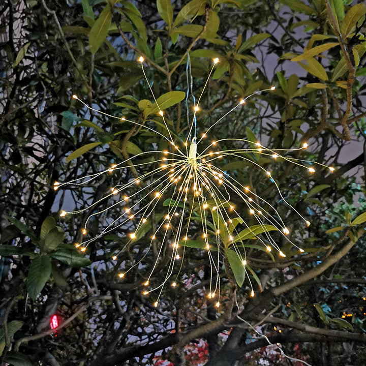 Solar-Powered Starburst Hanging LED Garden Lights With Waterproof Firework-Shaped Clusters And Automatic Dusk-To-Dawn Sensor Kalsten