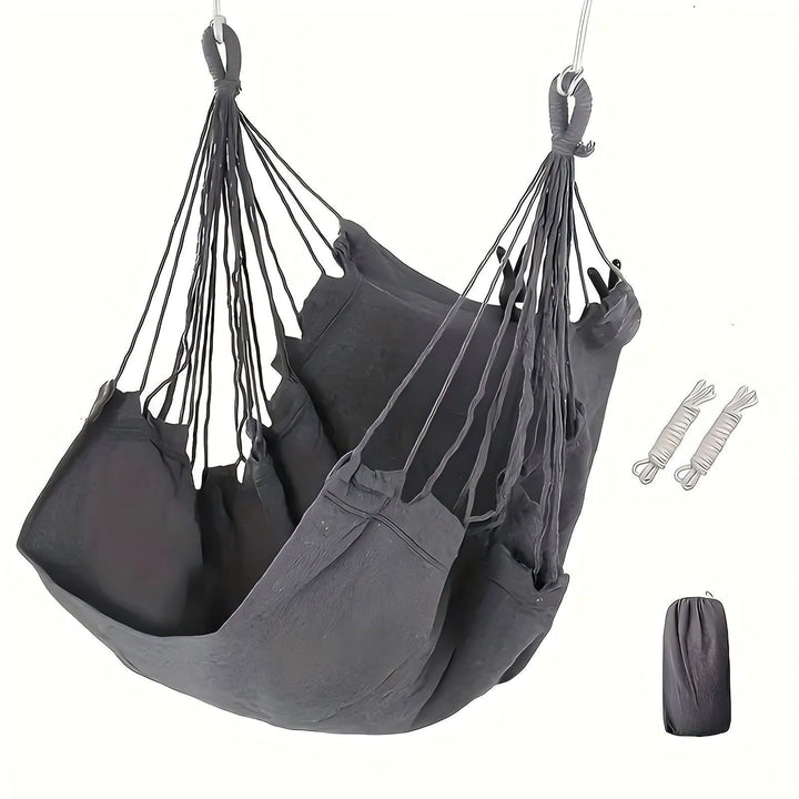 Hanging hammock chair with reinforced cotton canvas and integrated arm pockets Kalsten