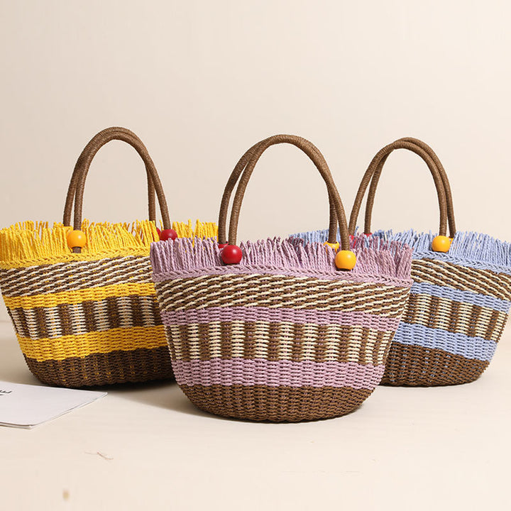 Stylish tote bag with colorful fringes Kalsten