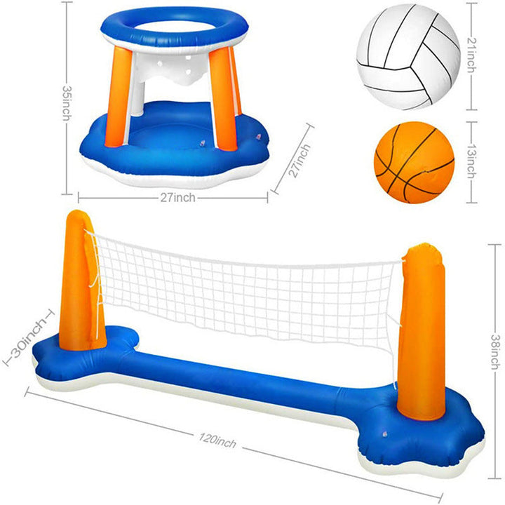 Unisex Inflatable Water Play Set with Volleyball and Basketball Net Kalsten