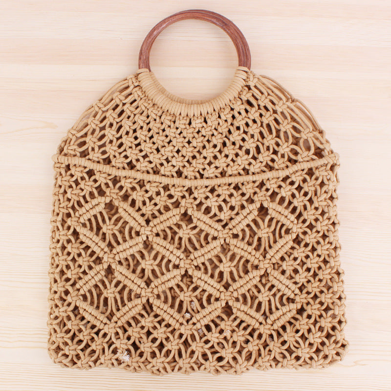 Macrame Tote Bag with Double-Layer Inner Pocket Kalsten