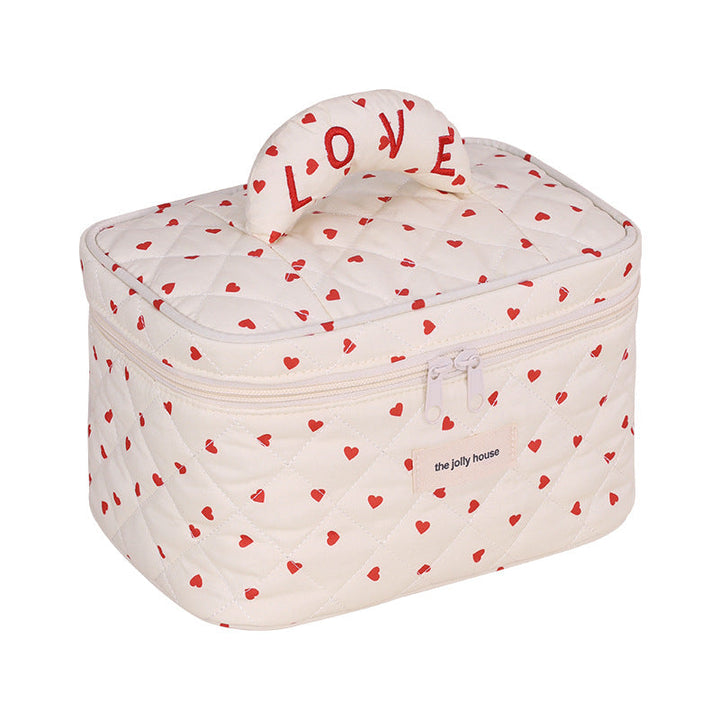 Cosmetic Storage Bag with Padded Design and Cute Heart Motif Kalsten