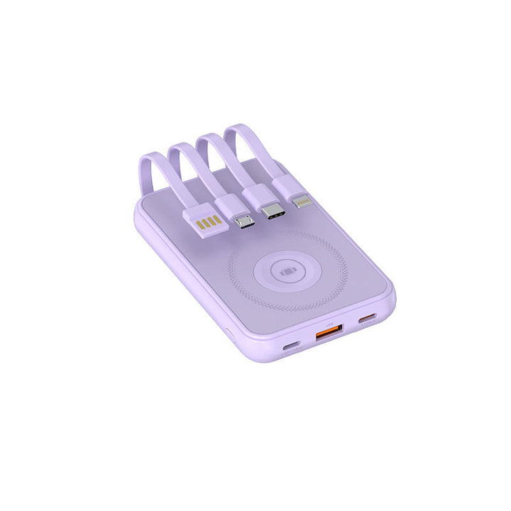 Portable charger with multidimensional charging cable system and wireless charging function Kalsten