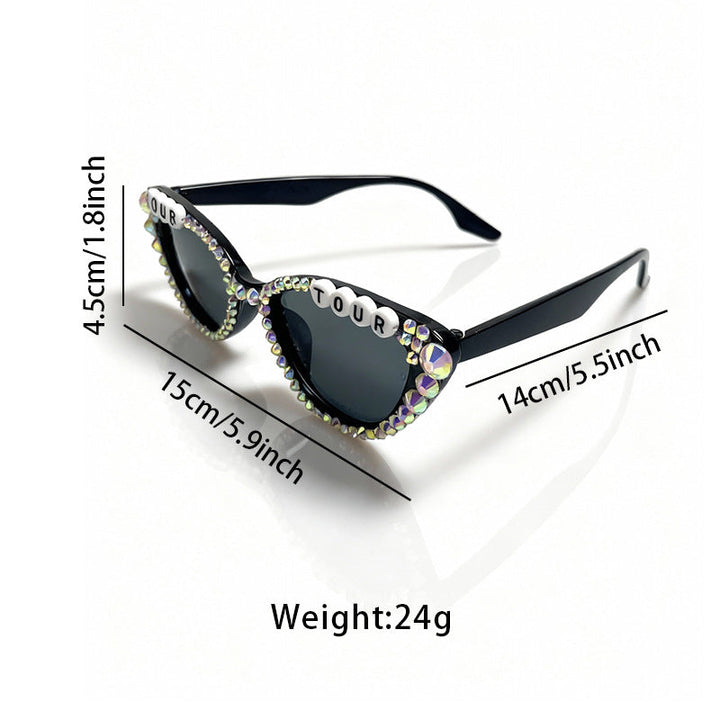 Rhinestone-Embellished Cat-Eye Sunglasses Kalsten