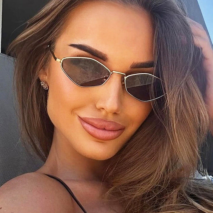 Women's geometric sunglasses with fine metal frame and UV protection Kalsten