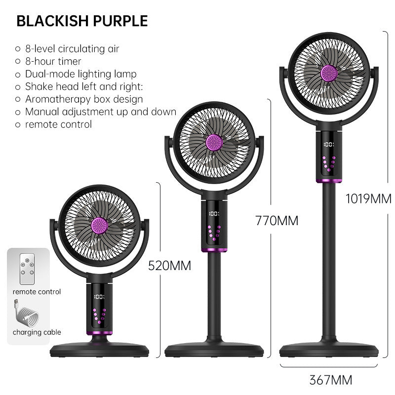 Unisex nan height-adjustable oscillating rechargeable pedestal fan with digital LED display remote and aromatherapy Kalsten