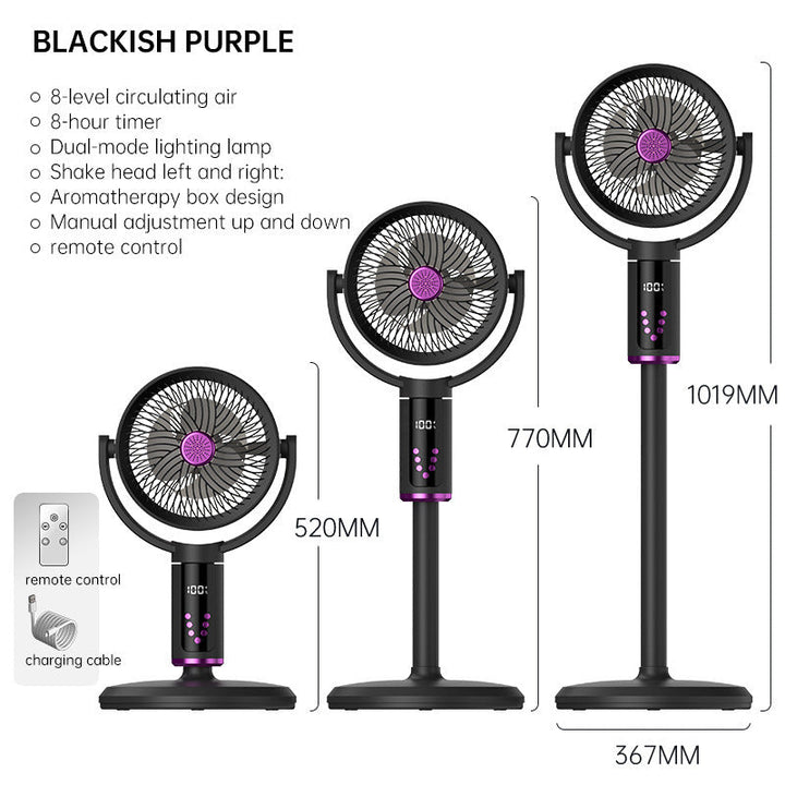 Unisex nan height-adjustable oscillating rechargeable pedestal fan with digital LED display remote and aromatherapy Kalsten