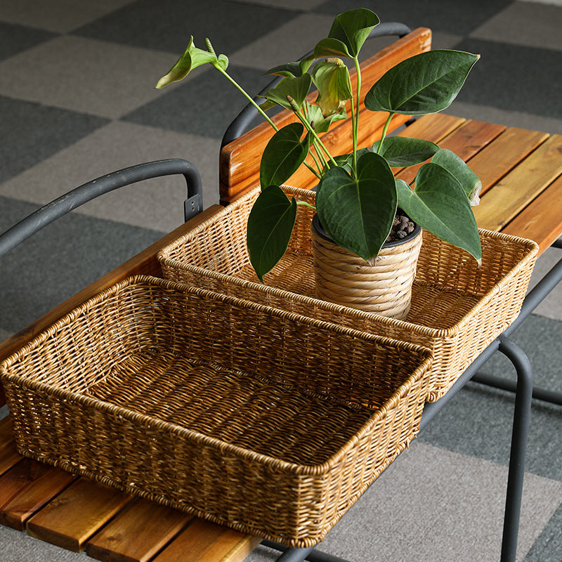 Handcrafted Rectangular Woven Storage Basket Kalsten