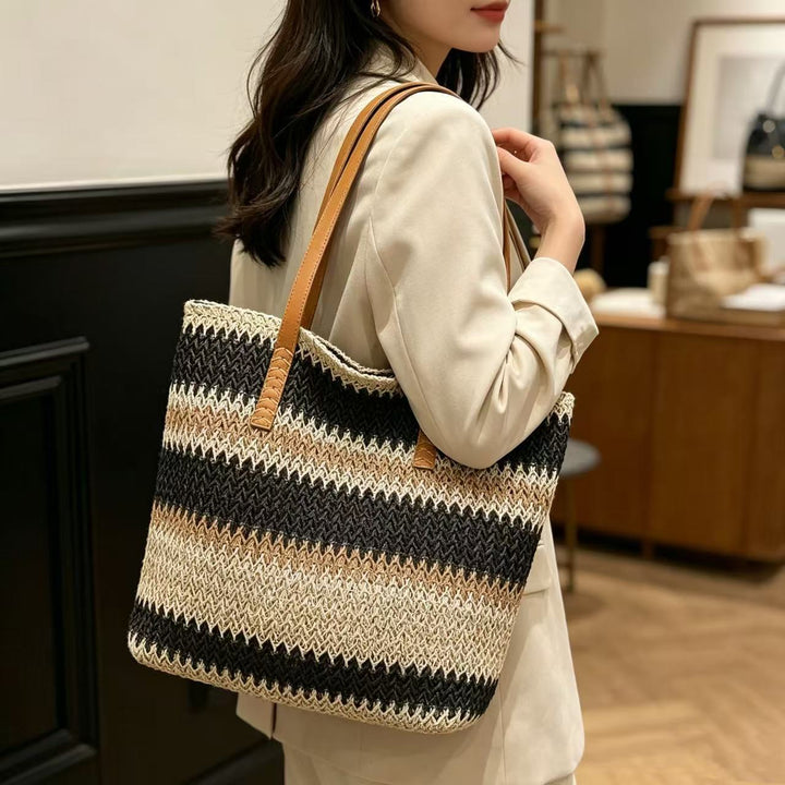 Shopping and beach bag with elegant stripe pattern Kalsten