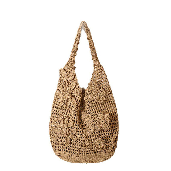 Crocheted shoulder bag with floral appliqués Kalsten