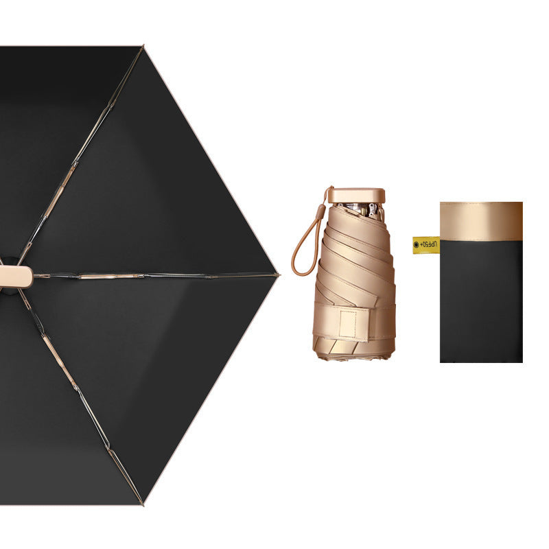 Women elegant waterproof folding umbrella with integrated bottle holder Kalsten