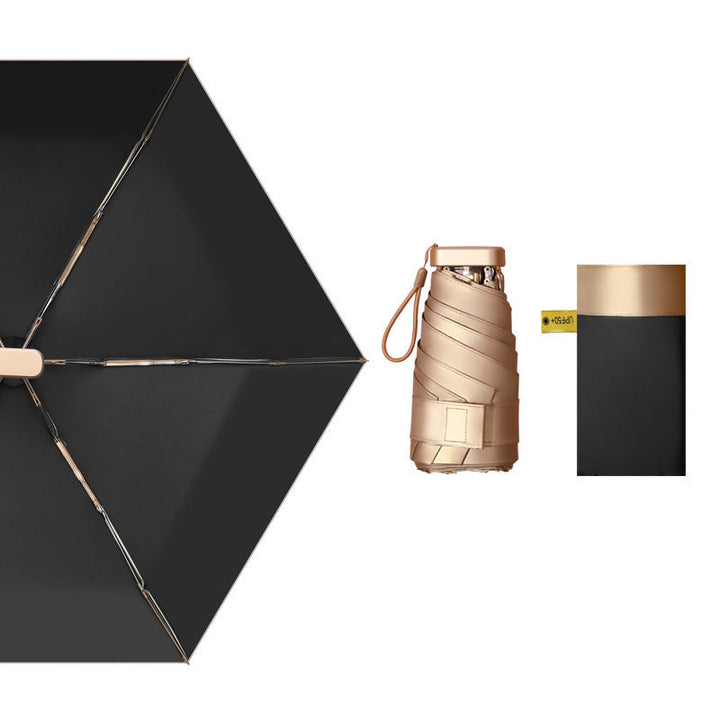 Women elegant waterproof folding umbrella with integrated bottle holder Kalsten
