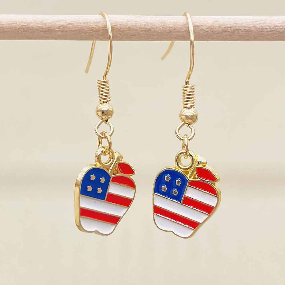 Women's Independence Day patriotic enamel flag dangle earrings with hypoallergenic fishhook wires Kalsten