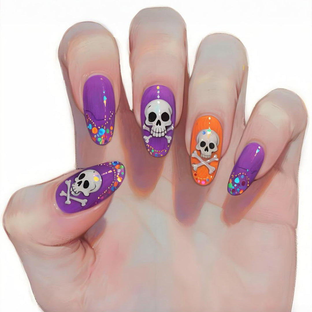 Halloween-Themed Skull Nail Art Set Kalsten