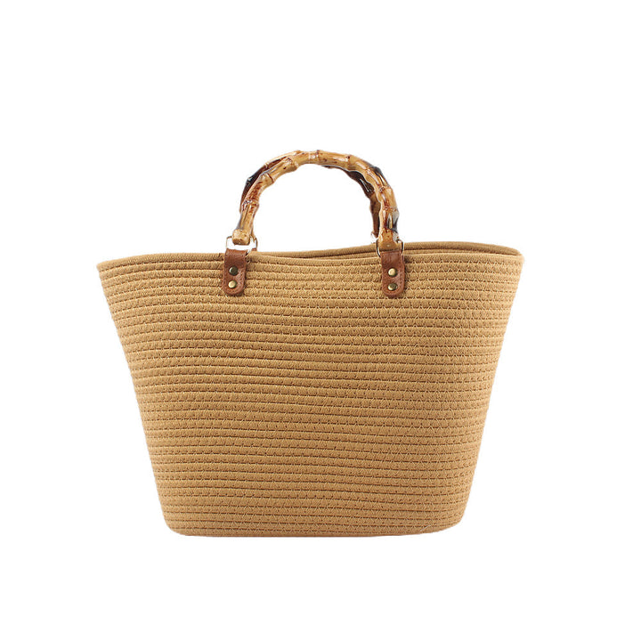 Stylish beach bag with bamboo handles Kalsten