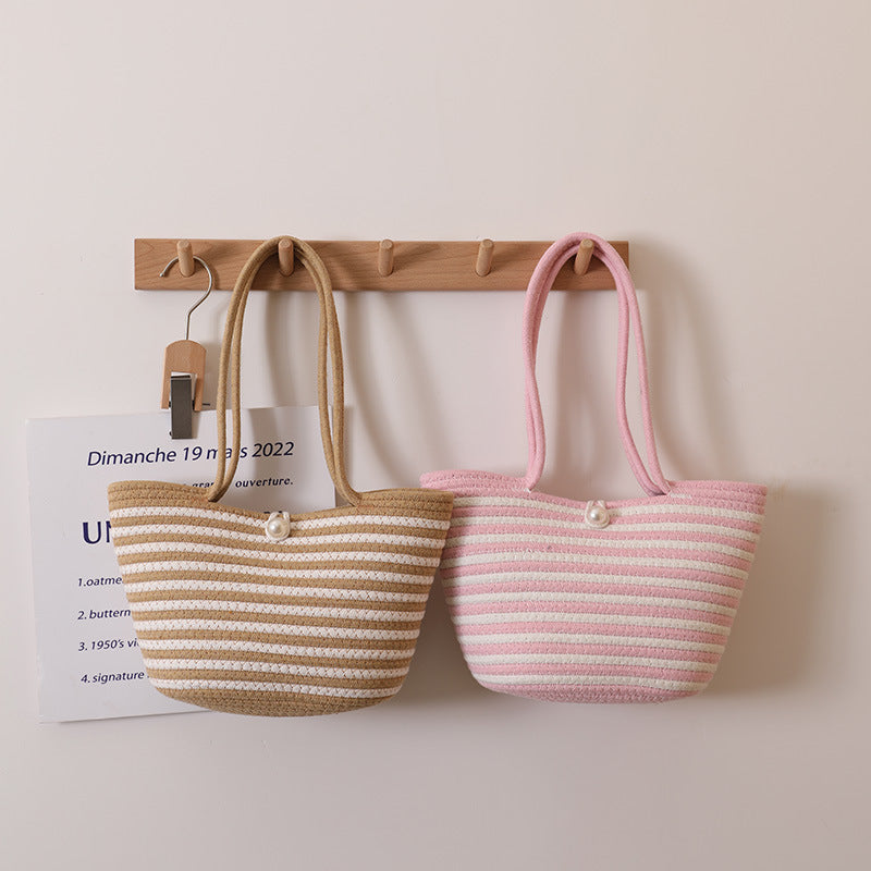 Trendy Basket Bag with Stylish Striped Pattern Kalsten