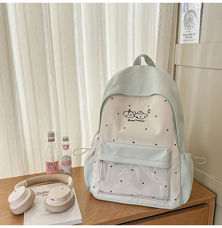 Cute Transparent Panel School Backpack