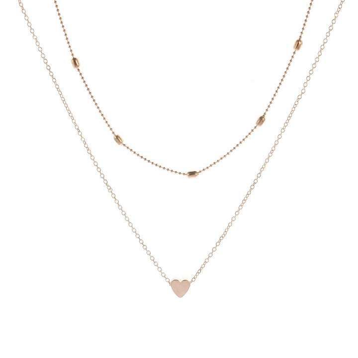 Heart-Shaped Charm Layered Necklace Kalsten