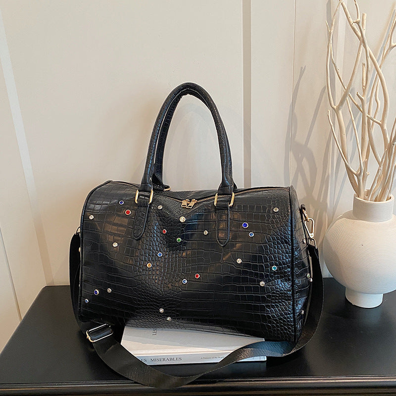 Elegant Handbag with Luxurious Crocodile Pattern and Colorful Applications Kalsten