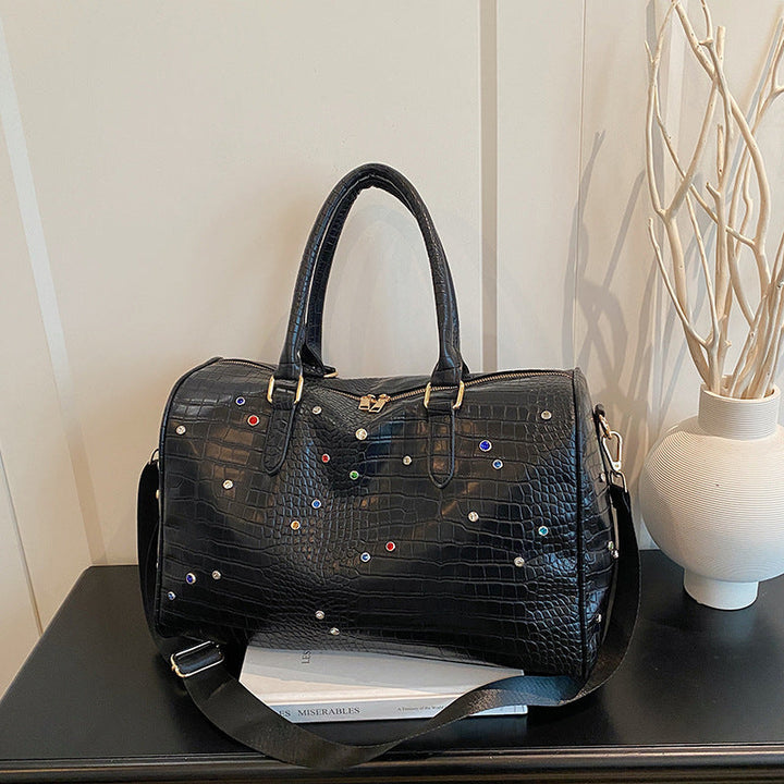 Elegant Handbag with Luxurious Crocodile Pattern and Colorful Applications Kalsten