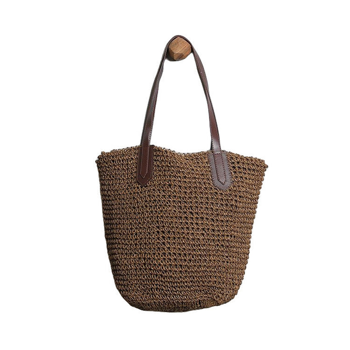 Generous wicker tote bag with leather handles Kalsten