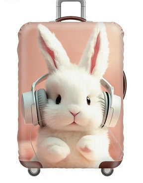 Women's stretchable suitcase cover with rabbit motif, tear-resistant stretch material and openings for handle and wheels Kalsten