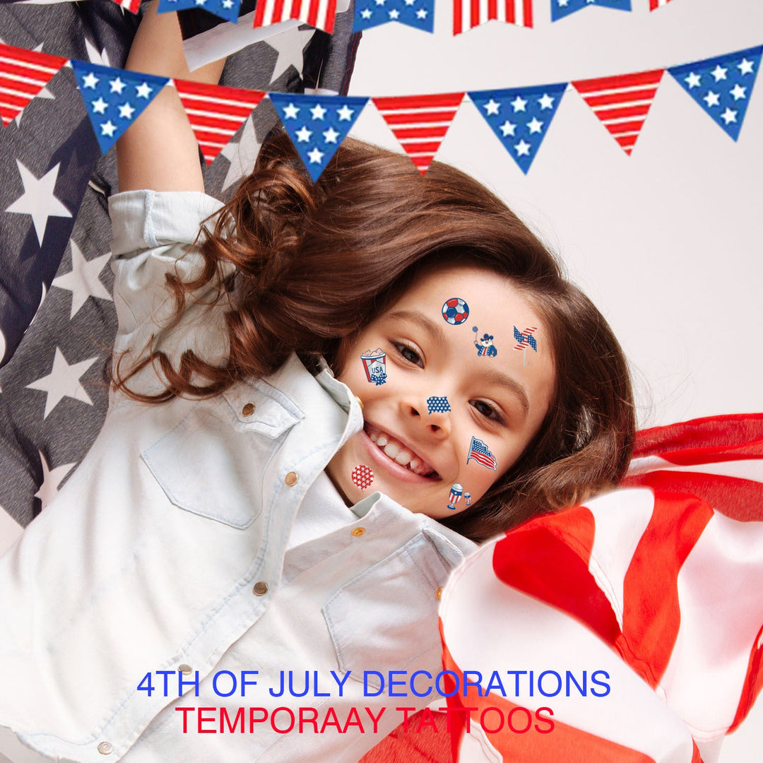 Unisex temporary tattoo sticker set with patriotic USA designs for party decoration Kalsten