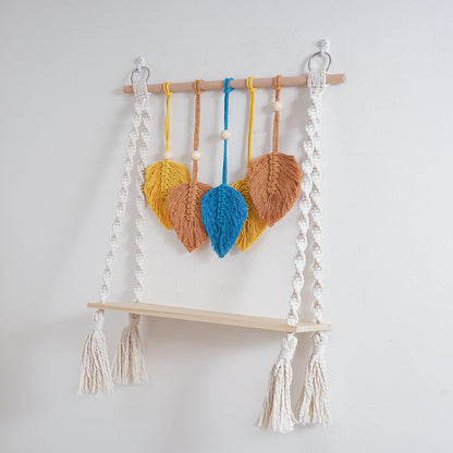 Macrame Leaf Wall Hanging Shelf Acalora