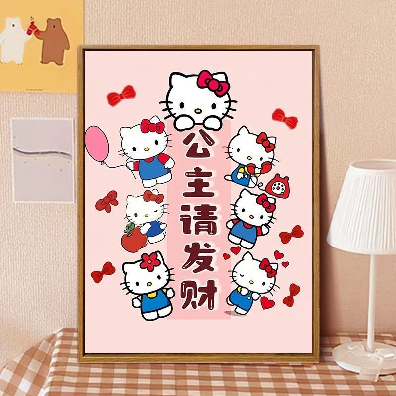 Hello Kitty-Inspired Cartoon Wall Art Print Kalsten