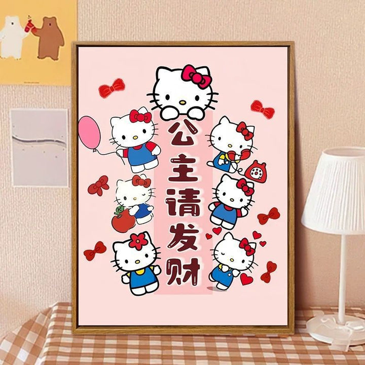 Hello Kitty-Inspired Cartoon Wall Art Print Kalsten