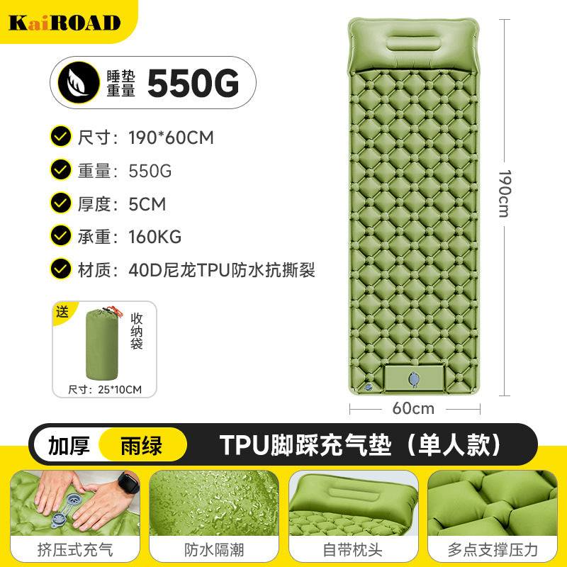 inflatable camping mat with integrated pillows and non-slip bottom Kalsten