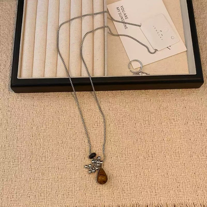 Bohemian Pendant Necklace with Gemstone Charm Kalsten