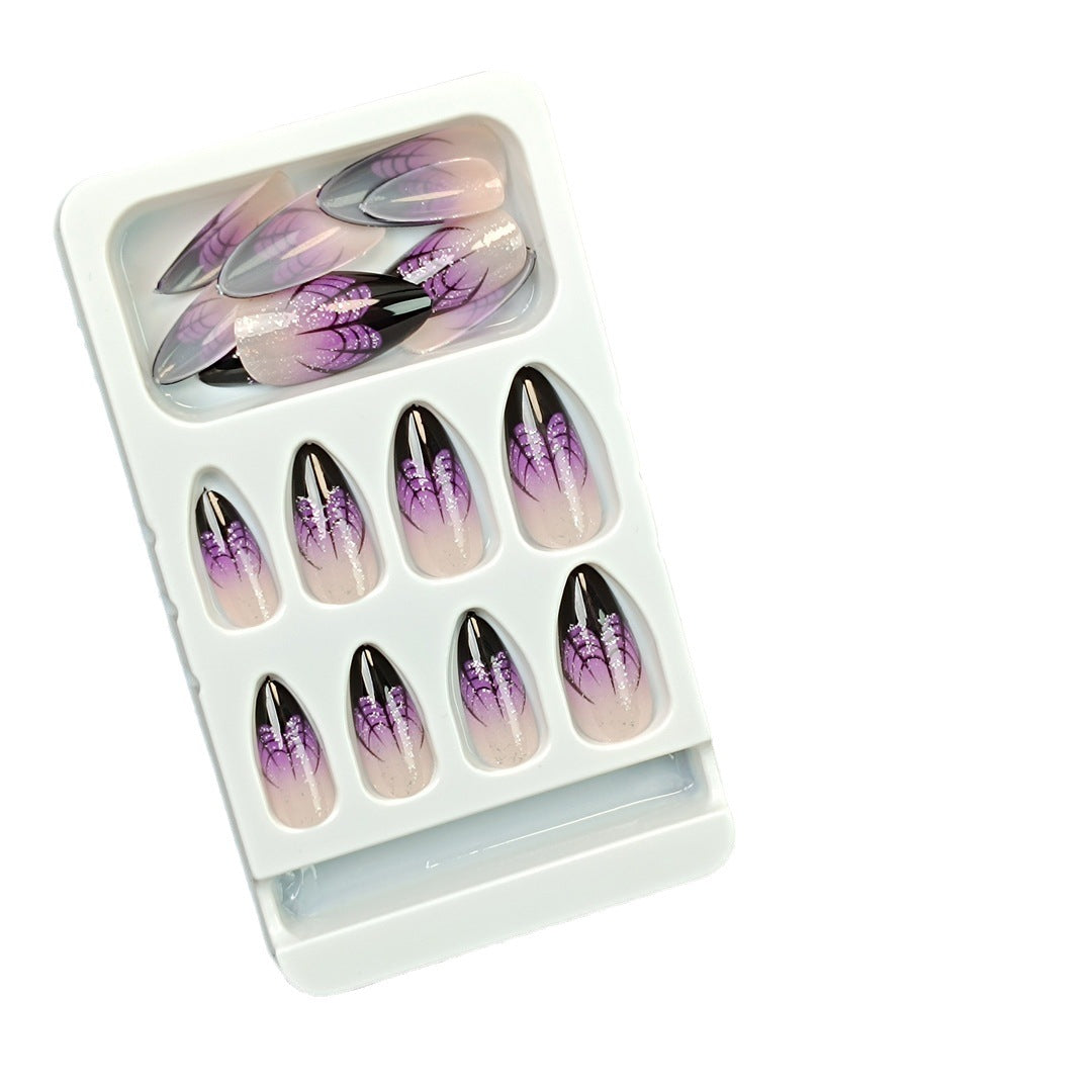 Artistic Press-On Nail Set with Lavender Ombre Design Kalsten